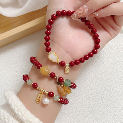 Peace Buckle Gourd Beaded Bracelet Birth Year Red Bracelet
